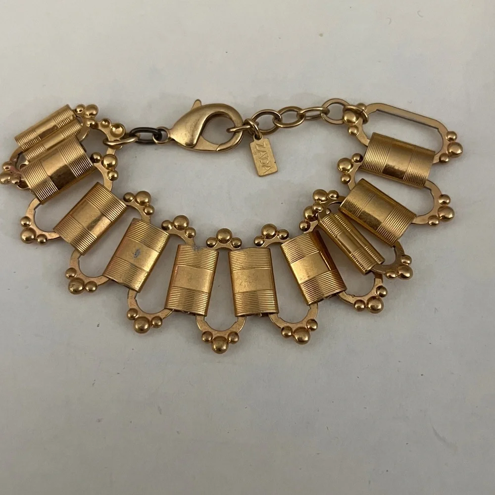 ZADA Gold-Tone Geometric Link Bracelet